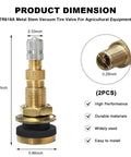 Two Pack TR618A Metal Valve Stems For Tubeless Tires High Flow Core For Fast Air And Liquid Filling, dimensions shown