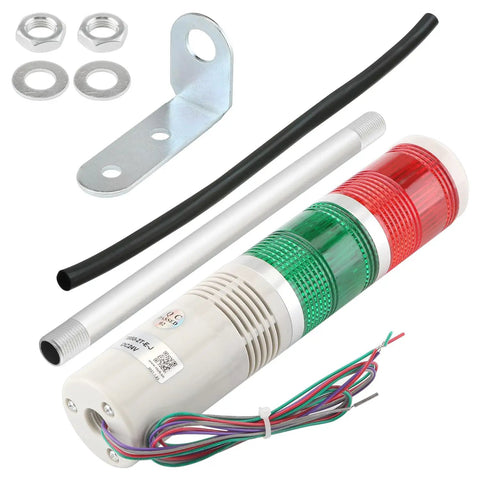 24V AC Industrial Signal Light Tower Kit With Red And Green LED Alarm Lights Sound 3W Plastic Housing Heavy Duty Components