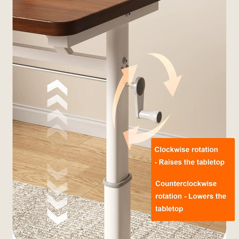Adjustable Standing Desk With Manual Height Lift For Epic Home Office And Gaming Setup, showing height adjustment mechanism and crank.