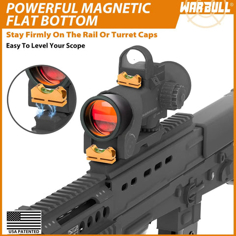 Close-up of Universal Magnetic Base Scope Leveling Kit on a scope with high-precision bubble level