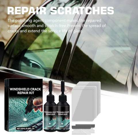 Windshield Pro Chip Repair Kit With Nano Glass Resin For Chips And Cracks Upgraded 2026 All Crack Types Fix Rock Damage Mirrors Glasses Auto Glass 2 Pack Now displayed with components.