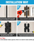 Installation steps for Invisible Cabinet Door Hinges 180 Degree Sweep Hidden Cross Hinge 4 Pack for frameless furniture.