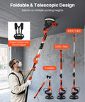 Premium Power Electric Drywall Sander Engineered For Fast Popcorn Texture Removal; adjustable telescopic design shown in use.