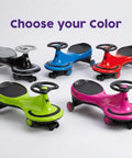 Tot Approved Kid Wiggle Ride On Car Battery Free Twist And Go Steering Play Vehicle in various colors for ages two plus.