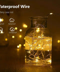 Battery Operated Fairy Lights With Timer Waterproof 16 Foot 50 LED String Lights Indoors Outdoors in glass jar warm white