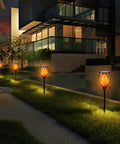 Four Pack Solar Tiki Torch Lights Outdoor With Brighter Bulbs And Quick Charging Larger Solar Panel For IP65 Waterproof Backyard