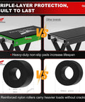 Comparison of Heavy Duty Aluminum Motorcycle Scissor Lift Jack 1100 Lbs with upgraded M16 Screw and other brand in green and black