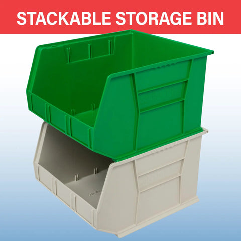Stackable Plastic Storage Bins Three Pack For Garage Pantry And Craft Room Organization Built To Take A Beating Holds Up To 75 Pounds