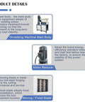 WYDDDARY biaxial shredding machine with 19 blades; main body, motor reducer, moving/fixed blade assembly
