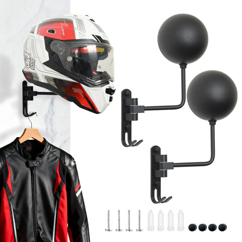 Beefed Up Heavy Duty 180 Degree Rotating Motorcycle Helmet Holder And Display Stand With Space Aluminum Wall Mount