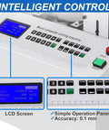Precision Electric Heat Shrink Tube Cutter Machine With Digital Mic Control display showing LCD and operation panel.