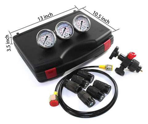 Portable Hydraulic Nitrogen Accumulator Charging Pressure Gauge Tool For Excavators 10 MPa 25 MPa 40 MPa Kit With Inflation Valves