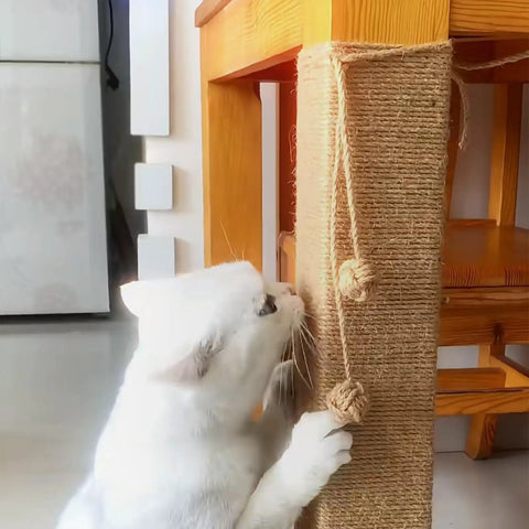 Natural Sisal Rope Replacement For Cat Tree And Scratching Post 164Ft Durable Scratcher Rope wrapped around furniture