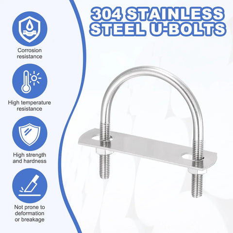 Tough As Nails Four Pack M6 U Bolts For Pipes Trucks And Cars 0 94 Inch Inner Width 1 65 Inch Length round bend stainless steel with corrosion resistance.