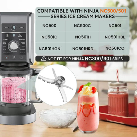 Replacement Paddle Blade For NC500 NC500C NC501 NC501C NC501H NC501HBL NC501HGN NC501HRD CN501CO Ice Cream Maker Stainless Steel Replacement Part BPA Free, stainless steel paddle shown with NC500/501 compatibility