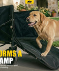 Dog using Foldable Wagon Cart With Drop Down Tailgate For Groceries And Gear, Heavy Duty Utility Beach Cart With All Terrain Wheels