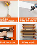 Installing Heavy Duty Wall Mounted Lumber Rack Go Big Or Go Home using a drill for easy wall mounting in a garage.
