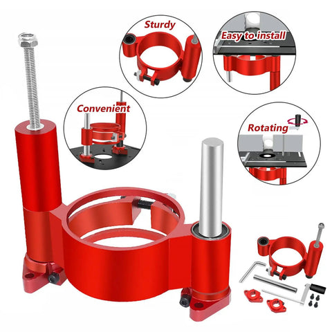 Built Tough Durable Aluminum Router Table Insert Plate, Reliable Flip Plate For Woodworking Benches, Upgraded Lift Base with red installation components.
