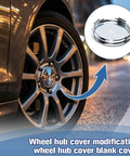 Set Of Four Heavy Duty Wheel Center Caps For Cars Silver 2.48 Inch Universal Fit on rim, close-up view highlighting the hub cap.