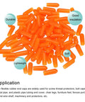 100 Pack 4mm Rubber End Caps For Screws And Bolts PVC Vinyl Round Screw Thread Protectors For Bolts, Pipes, Fence Posts, Wire Shelves, Furniture Feet, And Machine Ends Orange