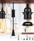 Six Piece Hanging Light Cord Kit For DIY Pendant Lamps With Inline On Off Switch And E27 Socket 15 Feet Black Wire