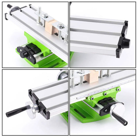 12.2 Inch Milling Machine Worktable All In One With Precision Adjustable Multifunction Drill Vise Fixture, side and top views