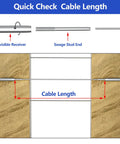 Diagram showing cable length with Invisible Cable Railing Kit For 2x2 And 4x4 Posts With Swage Tensioner Hardware and wood posts.