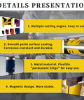 Details of Professional Grade Heavy Duty Magnetic Pipe Cutting Guide Kit With Six Rails showing features and cutting angles.