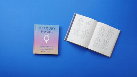 Handle The Mercury Retrograde Chaos Without Losing Your Cool With This Essential Astrology Guide To Level Up Your Chat Skills And Keep Your Daily Vibes Locked, featuring the book cover and open pages.