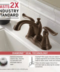 Venetian Bronze Centerset Bathroom Faucet With Diamond Seal Technology on white bathroom sink, industry standard lasts 2x