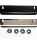 Tesla Model 3 And Model Y Trunk Liftgate Closing Handle Trim In Bright Polished Stainless Steel, set includes black and polished plates with washers.