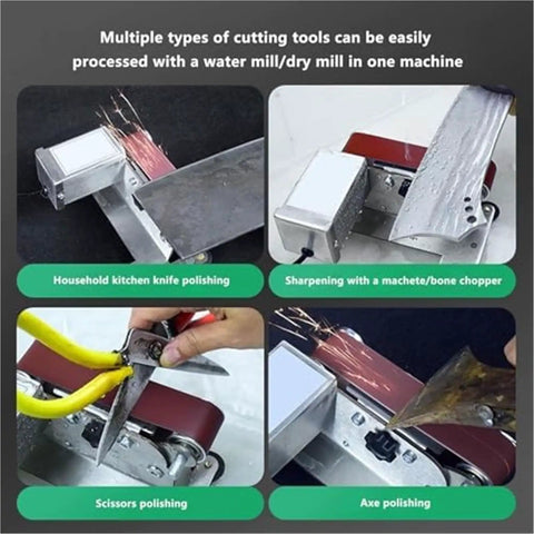 Heavy Duty 350W Wet Bench Sander With Digital Speed Control And Electric Knife Sharpener polishing kitchen knives and axes.