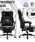 Heavy Duty 400 Lb Capacity Executive Office Chair With Foot Rest, Ergonomic Big And Tall Desk Chair dimensions illustration