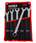Metric V Groove Combination Wrench Set 20mm To 24mm Fully Polished 5 Piece With Roll Case Anti Slip Radius Design And 15 Degree Box End Offset