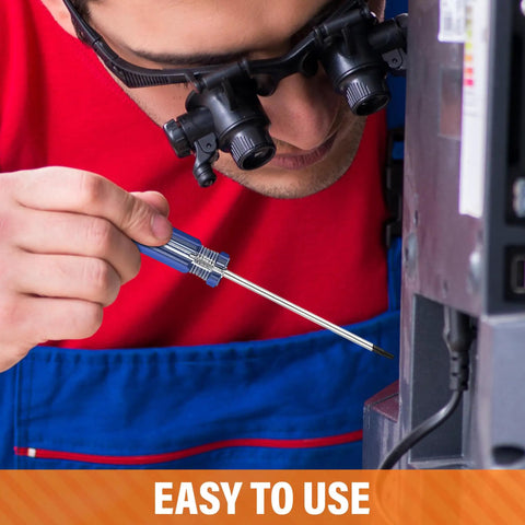 Person using Torx T8 Screwdriver Five Inch With Anti Slip Grip And Magnetic TR8 Bit For Electronics And DIY Projects on equipment
