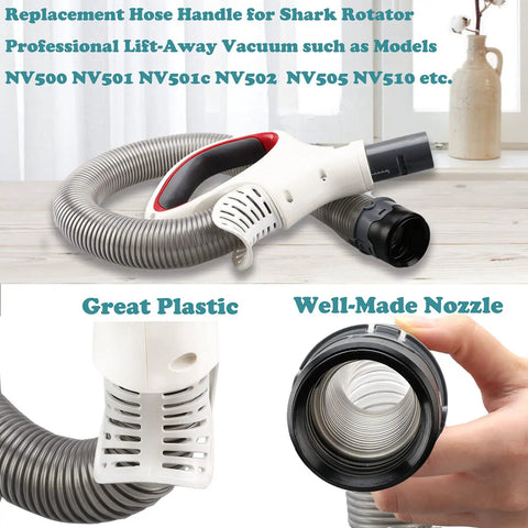 Replacement Hose Handle For Rotator Lift-Away Vacuum NV Series Pro Complete Burgundy Color, shown with nozzle and handle details