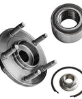 2 Front Wheel Bearing Hub Assemblies Kit For Ford Escape 2001 To 2012 Mazda Tribute 2001 To 2011 Mercury Mariner 2005 To 2011 With 5 Lug Hubs OEM Grade Replacement No Sweat Easy Install Front Wheel Bearings, including metal hub and bearing ring.