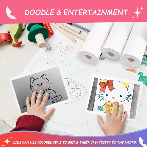 6 Rolls Instant Camera Print Paper Refill For HD Photos, Glossy Thermal Paper With Durable White Finish, Rich Color Quality, Long Lasting Prints, No Fuss Replacement used by kids for doodle coloring