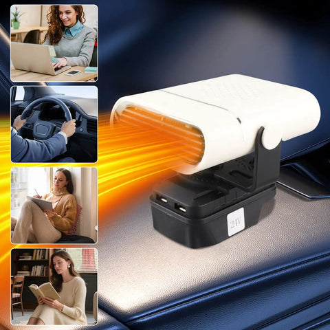 Kick Serious Heat On The Go With This Compact Battery Operated Car Heater delivering warmth in a car and cozy indoor settings.