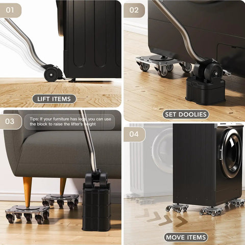 Heavy Duty Furniture Movers With 5 Wheels, 360 Degree Rotatable Universal Casters For Easy Moving, Carbon Steel Dolly in use on floor.