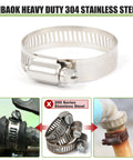 Solid Hose Clamp Kit 180-Piece Stainless Steel Worm Gear Clamps Set, 1/4 to 2 Inch details and application examples.