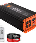 4000 Watt Power Inverter Converts 12V Dc To 120V Ac With 8000W Peak Surge Hella Road Trip Ready features LCD, four outlets, and remote.