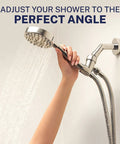 Beefy Solid Metal Handheld Shower Head Holder Chrome Adjustable Wall Hook Bracket With Pivot Ball And Hose Holder
