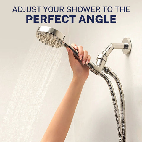 Beefy Solid Metal Handheld Shower Head Holder Chrome Adjustable Wall Hook Bracket With Pivot Ball And Hose Holder
