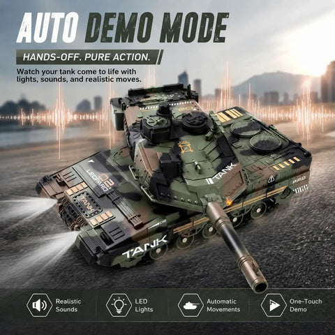 Beast Mode RC Tank With 360 Degree Turret 2.4GHz Remote Smoke Sound And Lights Auto Demo Fires 2000 Plus Water Bullets