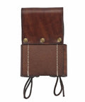 Front view of Go-To Must-Have Leather Tool Organizer Belt Pouch Bull Pin Holster Wrench Hammer Holder with riveted sleeves