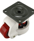 Tough As Nails Leveling Casters 4 Pack With Slick Poly Wheels And Thick Nbr Rubber Pads base mounted caster with red wheel.