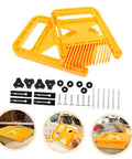 Badass Grip Featherboard Safety Clamp For Circular And Band Saws showing sturdy yellow frame and mounting accessories for secure setups.