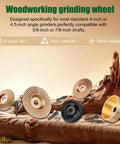 14 Piece Wood Carving Discs Set For 4 Inch And 4.5 Inch Angle Grinders With Rotary Burrs And Five Eighths Inch Adapters, Includes Seven Eighths Inch Shaft Options on wood surface
