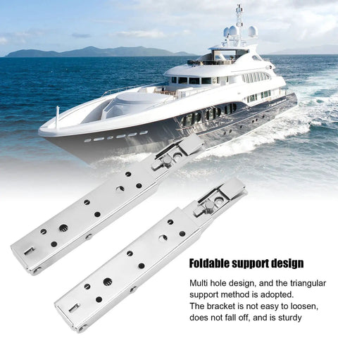 Heavy Duty Folding Shelf Brackets Set For Small Spaces with yacht background, 8 Inch Cold Rolled Steel, Brush Finish
